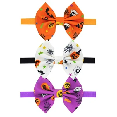Image of Lurrose 3pcs Baby Girls Headbands Halloween Hair Bow Elastics Pumpkin Bowknot Hairbands Headwear for Newborn Infant Toddlers Kids