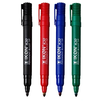 Image of Hainenko Value Bullet Tip Permanent Marker Assorted Colour (Pack of 4)