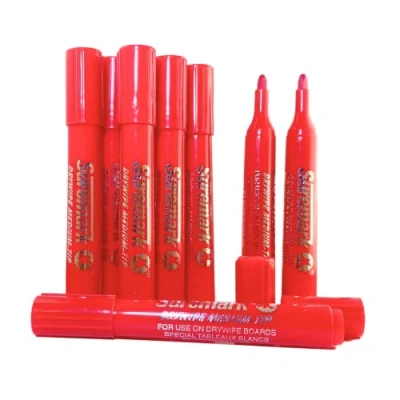 Image of SureMark Drywipe Red Box of 10 Whiteboard Pens Dry erase Markers Ideal for Schools &amp; Offices