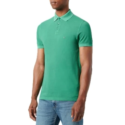 Image of Tommy Hilfiger Men&#039;s Garment DYE REG Polo Mw0mw34757 Polo, Green (Nouveau Green), L