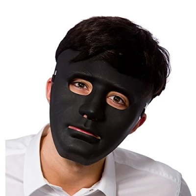Image of Adults Robot Deluxe Black Mask Anonymous Fancy Dress Up Party Costume Accessory