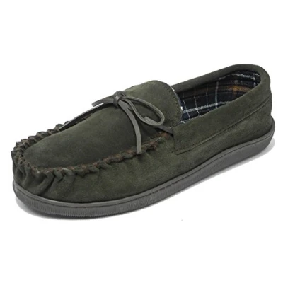 Image of Sleepers Mens Real Suede Wide Fit Leather Moccasin Slippers DARK BROWN 8