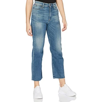 Image of G STAR RAW Women&#039;s Tedie Ultra High Straight Ripped Edge Ankle Jeans, blue (faded spruce D17177 C300 C084), 26W / 32L