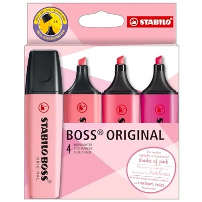 Image of STABILO Boss Original Highlighters Shades of Pink Pack 4