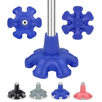 Image of supregear Rubber Ferrules for Walking Stick 19mm Heavy Duty Self Standing Six Base Replacement Sticks, Canes, Folding Canes 6 Prong Cane Foot Pad Tip, Blue