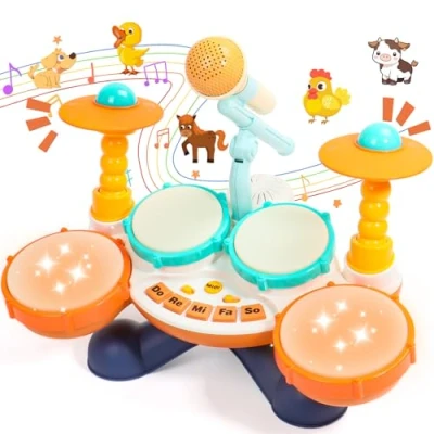 Image of Kids Drum Kit Toys for 1 Year Old Boys Girls Set Baby Musical Instruments Girls, Gifts Babys 2 12 Months Toddlers Children