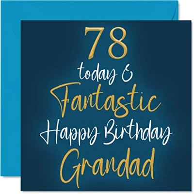 Image of Fantastic 78th Birthday Cards for Grandad 78 Today &amp; Happy Card from Grandson Granddaughter, Gifts, 145mm x Greeting