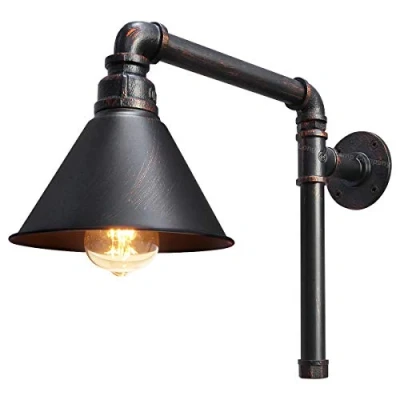 Image of Steampunk Industrial Water Pipe Wall Light Vintage Sconce Shade Rustic Copper Metal 1 Lamp Edison Classic M0163 F