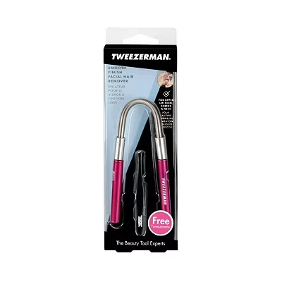 Image of Tweezerman Smooth Finish Facial Hair Remover Pink Easy and Gentle for Women, Tweezerette Tweezer Included In Pack