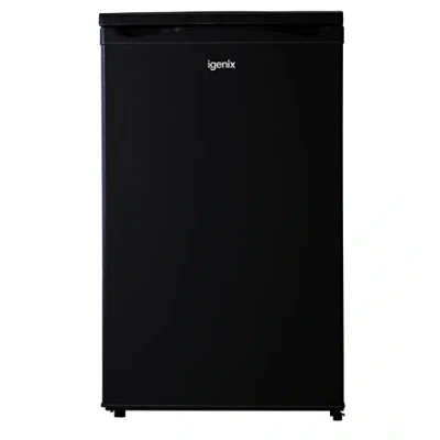 Image of Igenix IG255B Freestanding Under Counter Larder Fridge with 2 Adjustable Glass Shelves, 1 Salad Drawer Shelf On Top, Reversible Door, 131 Litre Capacity, 55 cm Wide, Black