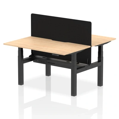 Image of Air B2B 1400x800 Adjustable 2P Bench Desk Scallop Maple/Black + Screen