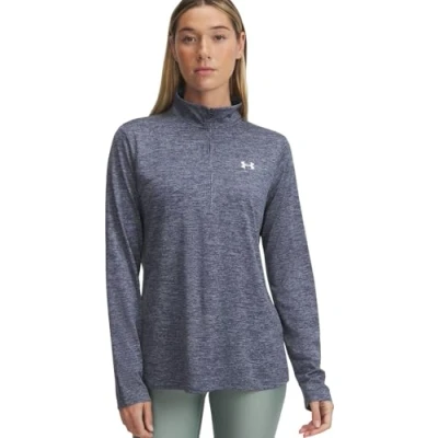 Image of Under Armour TECH 1/2 Ziptwist Long sleeved top, Women&#039;s, Size: Large, Downpour gray
