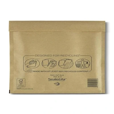 Image of Sealed Air Mail Lite Bubble Padded Envelopes Gold/White (Gold, E/2 (220 x 260mm) Box of 100)