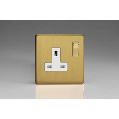 Image of Varilight 1 Gang 13 Amp Single Switched Socket Dimension Screwless Brushed Brass XDB4WS