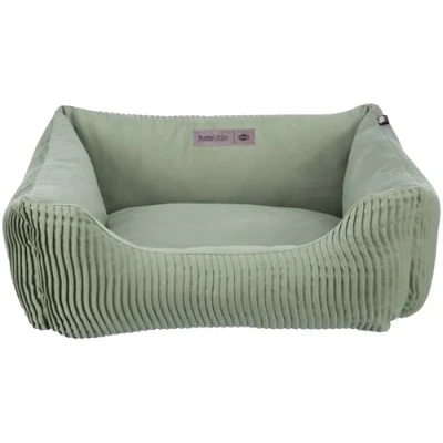 Image of TRIXIE Marley dog Bed 60 x 50 cm in sage rectangular basket for small dogs cosy canvas cotton cover soft and washable 37690