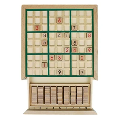 Image of Andux Zone Sudoku Wooden Puzzle Board Game with Drawer SD 02 (Green)