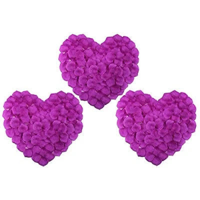 Image of Silk Rose Petals Wedding Confetti Table Scatter Flowers Petal for Romantic Scenes Anniversary, Confession Decoration,bedroom,Birthday (Purple, 100)