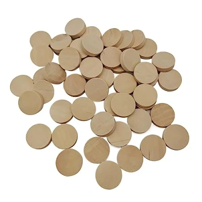 Image of HugeDE 100 Pcs Wood Coins Natural Wooden Slices Unfinished Round Circles Blank Discs Small Cutouts for DIY Arts Crafts 20mm