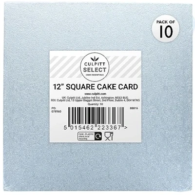 Image of Culpitt Select 12&quot; 3mm Square Cake Boards, Double Thick Cards For Celebration Cakes, Birthday Treats, Cupcakes, and More! 12 Inch, Pack Of 10