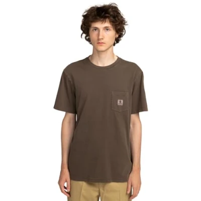 Image of Element T Shirt Basic Pocket Pigment SS Men Brown XS
