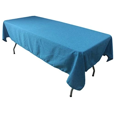 Image of KaitatsuSen Oblong Rectangular Polyester Fabric Tablecloth, Blue, 140x280 cm