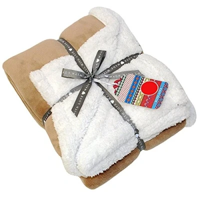 Image of Riva Paoletti Luxe Sherpa Throw Red Velvet Feel Microfleece Front 250Gsm Sheepskin Reverse Heavyweight Machine Washable 100% Polyester 127 X 152Cm (50&quot; 60&quot; Inches)