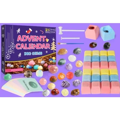 Image of Crystals Advent Calendar 2024, 24 Days Natural Crystal Minerals &amp; Fossils Gemstones Christmas Countdown Calendars for Kids,Enthusiasts Rock Collection Gifts Boys Girls Adult Xmas (#4)