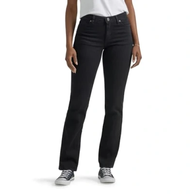 Image of Lee Women&#039;s Petite Relaxed Fit Straight Leg Jean, Black Onyx, 8 Short