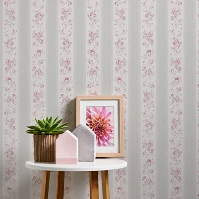 Image of A.S. Création Maison Charme 390692 Wallpaper Floral Grey White Pink Polka Dots 10.05 m x 0.53 Made in Germany
