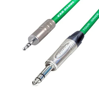 Image of Stereo Mini Jack to 1/4&quot; Lead. Van Damme Cable. Neutrik Headphone (2m, Green)