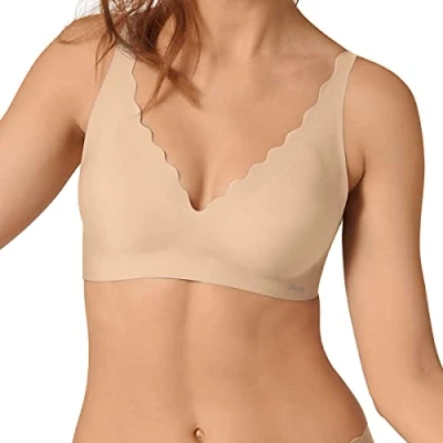 Image of Sloggi Women&#039;s Zero Feel Wavy Bralette Bra, Opaque, Peanut Butter, XS