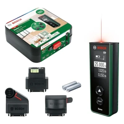 Image of Bosch laser measure Zamo 4th gen. with 3 attachements (easy &amp; precise measurement up to 25m, rechargeable batteries via USB C®, attachment function, in cardboard box)