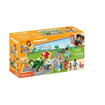 Image of Playmobil DUCK ON CALL 70919 Ambulance Action: Help the Racing Driver, Toy for Children Ages 3+ Multicolor One Size