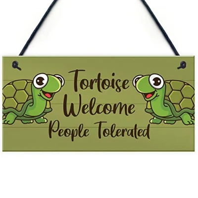 Image of RED OCEAN Funny Tortoise Sign For Home Turtle Pet Gift Hanging Tank Decor