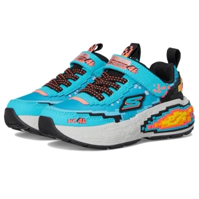 Image of Skechers MEGA Trainers for kids, Size: 12.5K, Turquoise/black/neon coral Textile/synthetics
