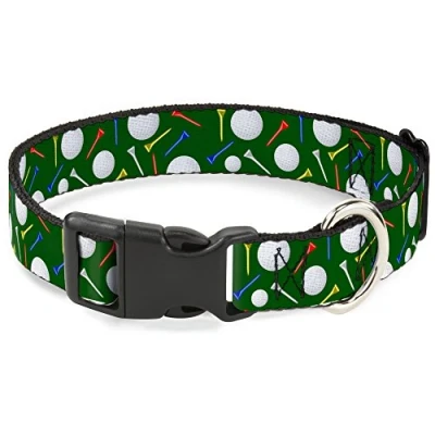 Image of Dog Collar Plastic Clip Golf Balls Tees Scattered Green Multi Color 9 to 15 Inches 0.5 Inch Wide
