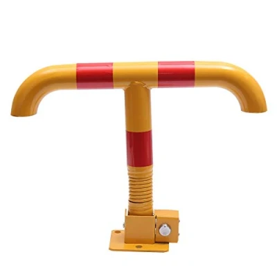 Image of KATSU Car Parking Space Lock, High Visibility Yellow and Red T Shape Lockable Fold Down Spring Barrier Bollard, Private Park Driveway Guard Saver Blocker 161870