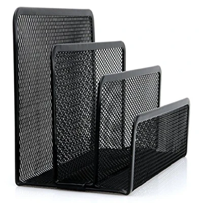 Image of ZHOUBA Black Mesh Letter Sorter Mail Business Document Tray Desk Office File Organiser Holder (Black)