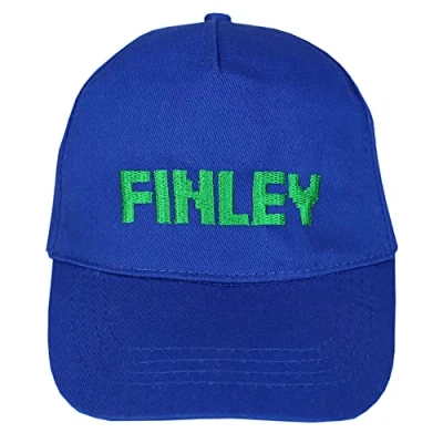 Image of TeddyTs Personalised Children&#039;s Blocks Video Game Design Baseball Cap (Royal Blue)