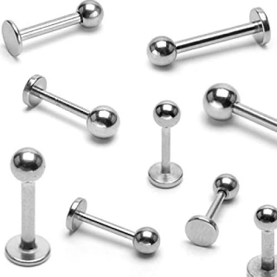 Image of The Goldmine 316L Surgical Stainless Steel Labret 16GA (1.2mm) 1/4&quot; (6mm) bar, 3mm ball