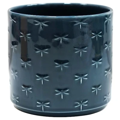 Image of Ivyline Planter, Earthenware, Blue Dragonfly, D17.5cm x H17cm