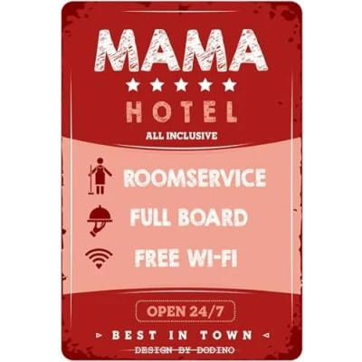 Image of DODINO 20 x 30 cm Retro Tin Signs Mum Hotel All Inclusive Funny Saying as a Gift Humour Metal Decorative Sign