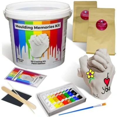 Image of BucKit Craft 3D Casting kit Moulding Memories Paint Edition&#039; Complete Adult Hand with All Essentials for DIY Couples Moulding,
