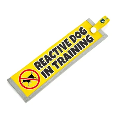 Image of dogkit Reactive Dog In Training Sleeve for Nervous Dogs, Reflective, Waterproof, Double Sided Slip on the Lead (No Dogs Sign, 1)
