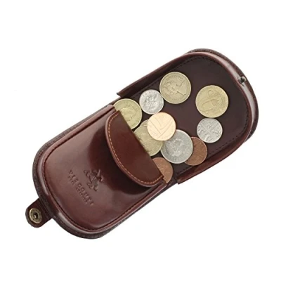 Image of Visconti Monza Collection Vegetable Tanned Leather Tray Coin Purse TRY5 Brown
