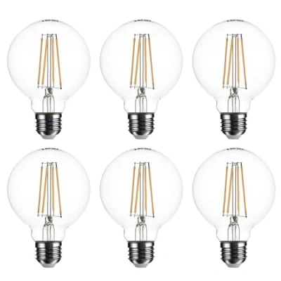Image of SD LUX G80 E27 Vintage Globe Decorative Edison LED Bulbs(Non dimmable) 8W 1000lm (Equi. 100W), CRI&gt;90, 2700K Warm White(G80 Clear, 6PC)