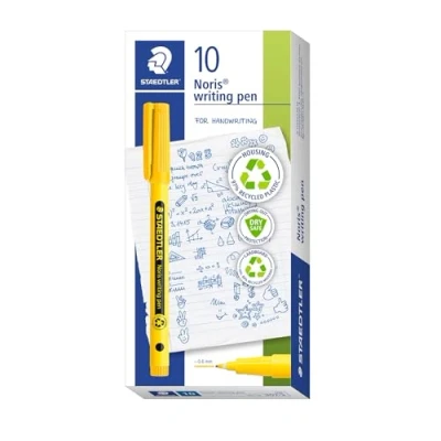 Image of STAEDTLER Noris Handwriting Pen Bright Yellow Box of 10, 307 110