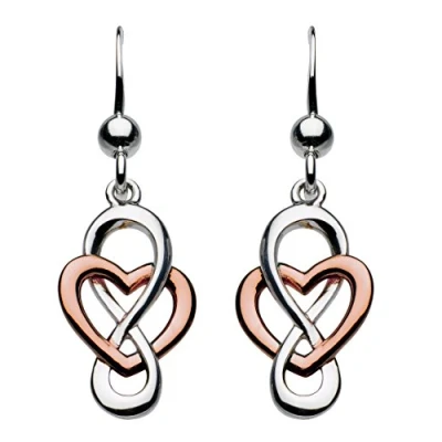 Image of Heritage Sterling Silver and Rose Gold Plate Celtic Looped Heart Drop Earrings