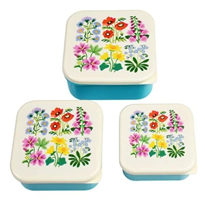 Image of Wild Flowers Reusable BPA Free Snack Boxes (Set of 3)
