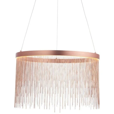 Image of Zelma LED Pendant Light Fine Copper Chain Waterfall Effect Brushed Copper, Warm White